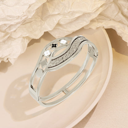 Simple Style Irregular Wide Bracelet Bangle In Gold With Electroplated Titanium Steel