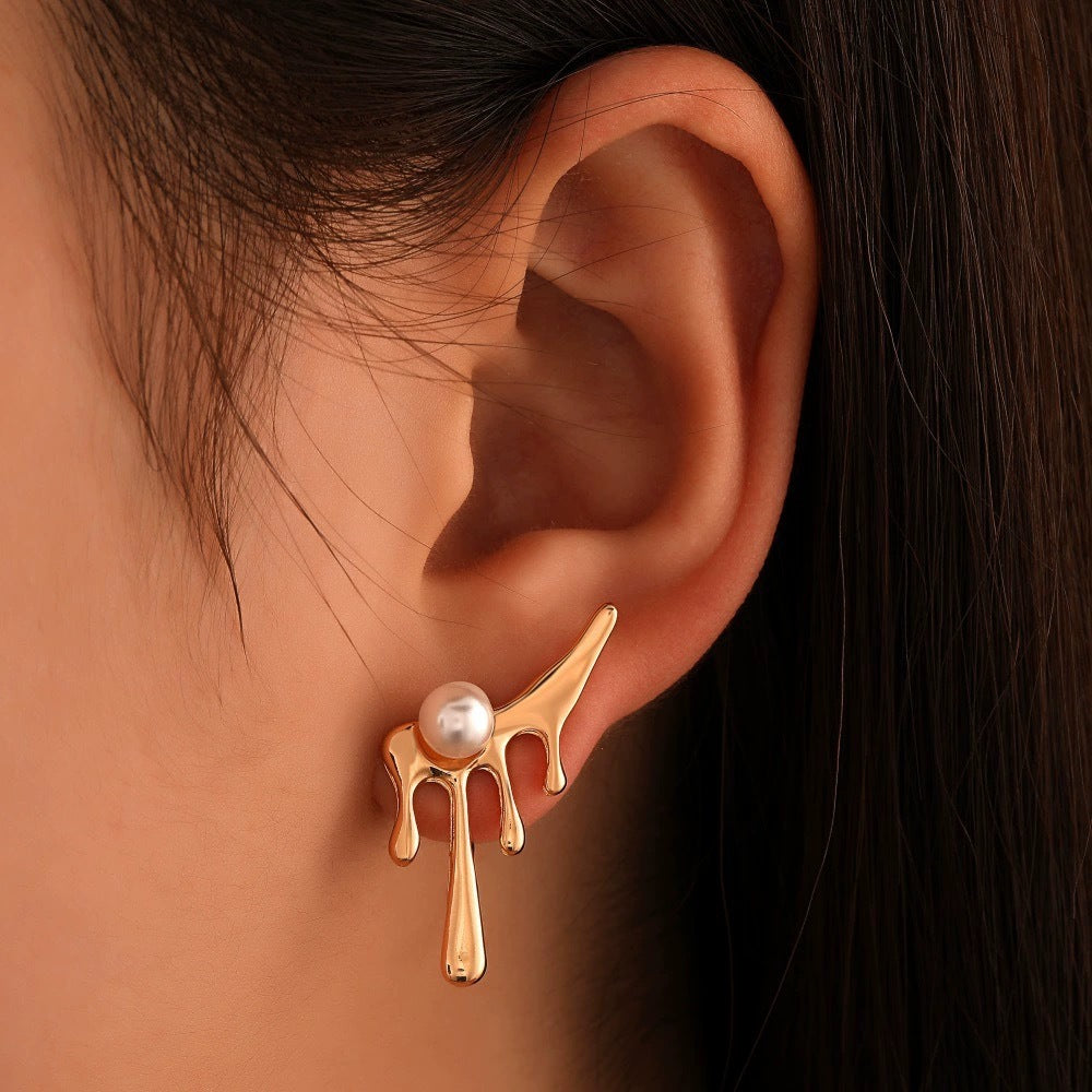 Sweet Irregular Alloy Stud Earrings With 925 Sterling Silver Ear Pins In Silver