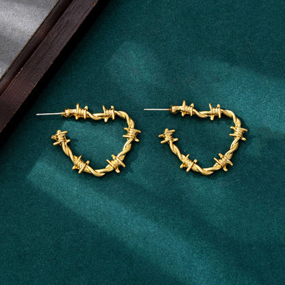 Heart Shape Stud Earrings For Unisex Featuring Electroplated Gold Zinc Alloy With 925 Sterling Silver Ear Pins
