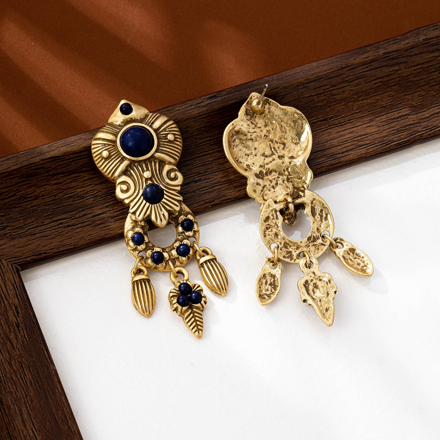 Bohemian Tassel Drop Earrings For Unisex Featuring Silver Zinc Alloy And Natural Stone Inlay