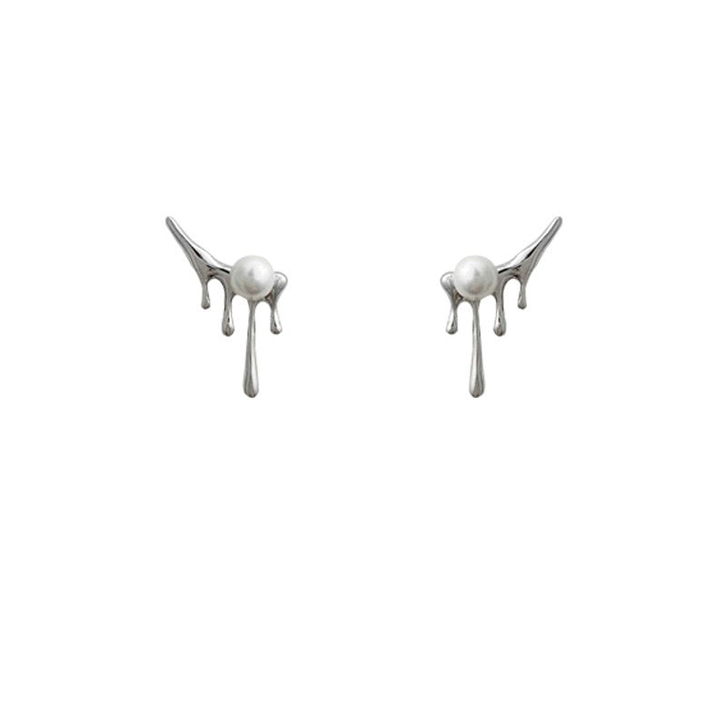 Sweet Irregular Alloy Stud Earrings With 925 Sterling Silver Ear Pins In Silver