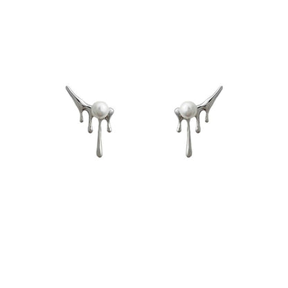 Sweet Irregular Alloy Stud Earrings With 925 Sterling Silver Ear Pins In Silver