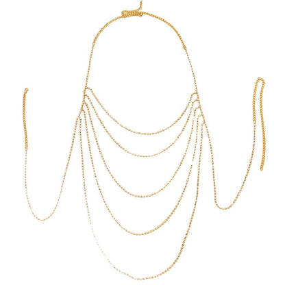 Silver Alloy Body Chain For Women Featuring Geometric Pattern And Electroplated Finish With Rhinestone Inlay