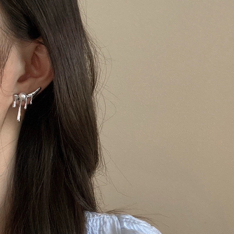 Sweet Irregular Alloy Stud Earrings With 925 Sterling Silver Ear Pins In Silver