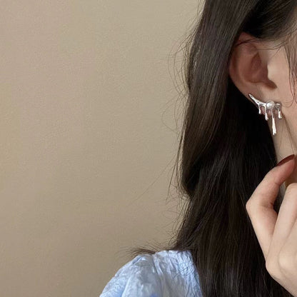 Sweet Irregular Alloy Stud Earrings With 925 Sterling Silver Ear Pins In Silver