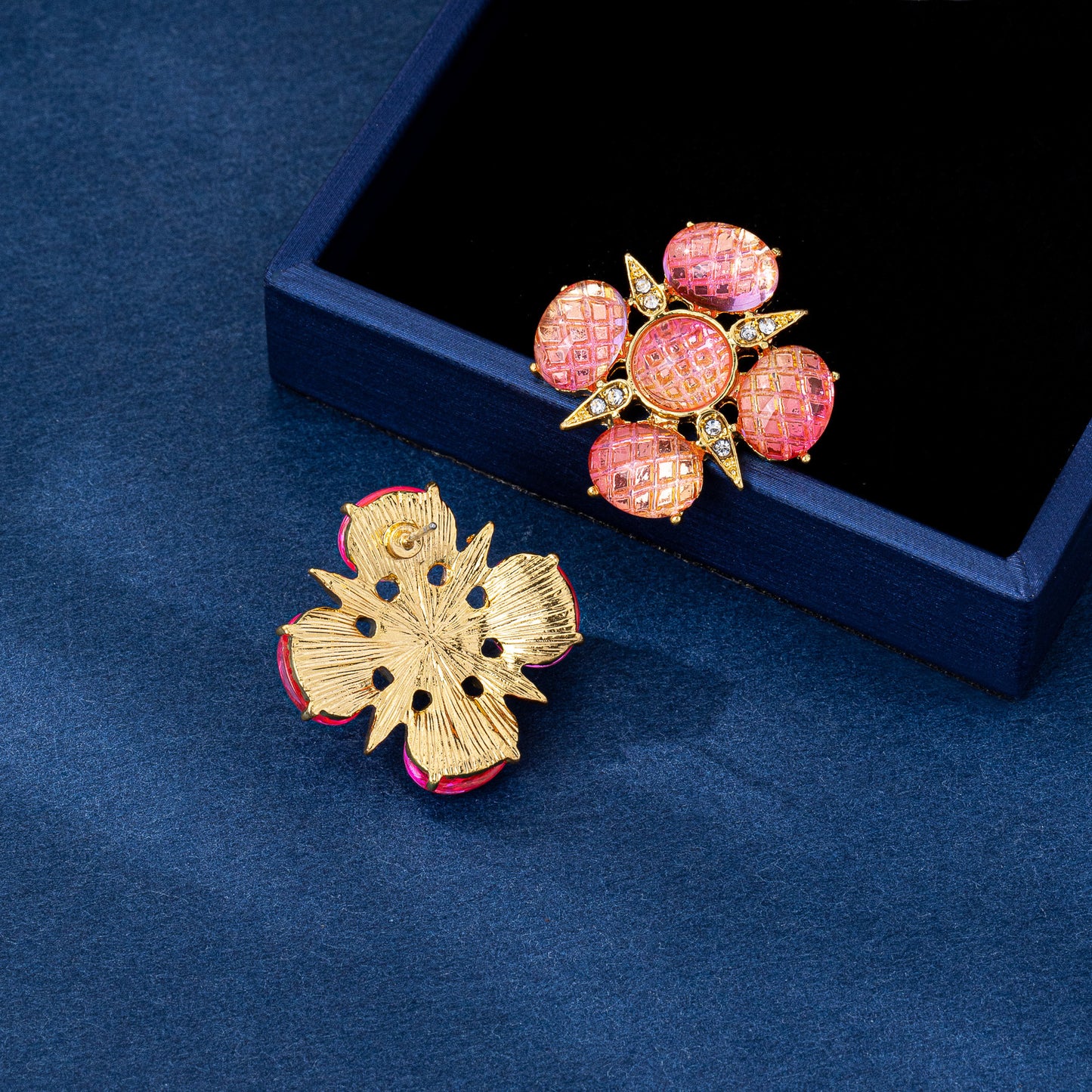 Lucky Heart Stud Earrings For Unisex Featuring Natural Pink Zinc Alloy Electroplated With 925 Sterling Silver Posts