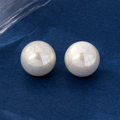 Sweet Natural Pink Stud Earrings With Artificial Pearl Inlay, Made Of Durable Zinc Alloy