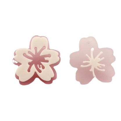 Asymmetrical Flowers Stud Earrings For Women In Natural Pink Acrylic