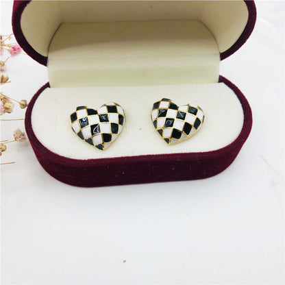 Three-dimensional Heart Shape Stud Earrings For Women In Blue Alloy