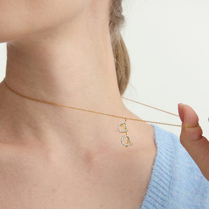 Gold Glasses Pendant Necklace For Women In 18K Real Gold Plated Titanium Steel With Zircon Inlay And Cable Chain