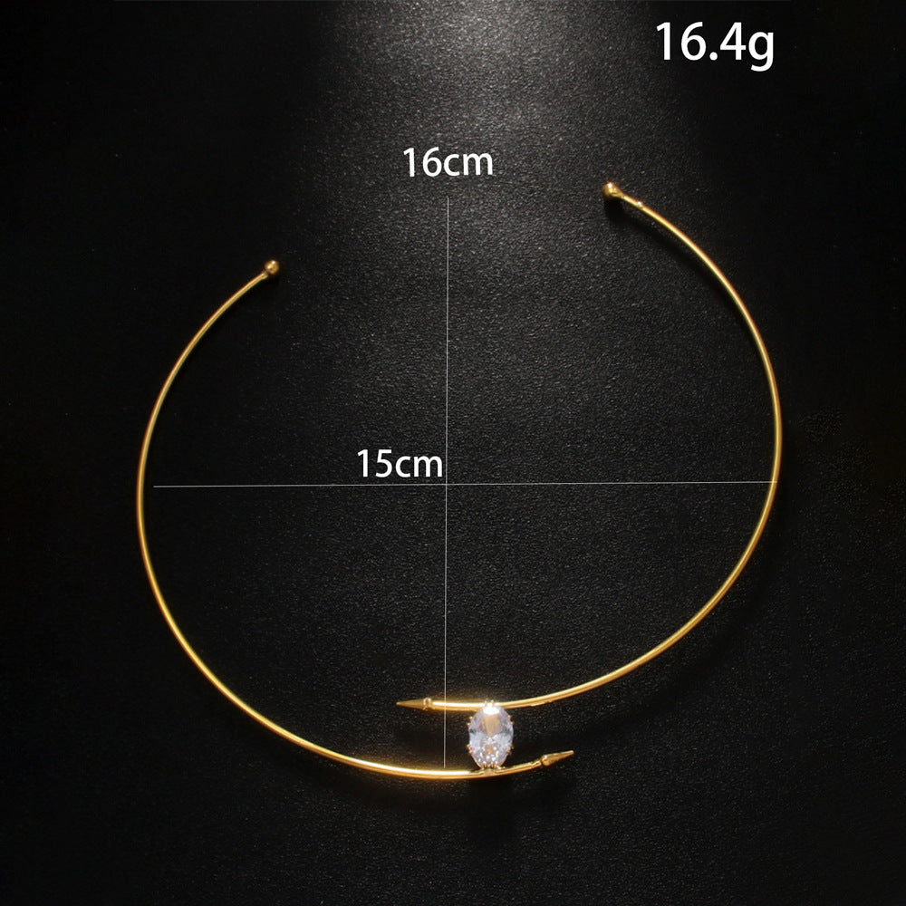 Water Droplets Alloy Choker With Rhinestones Pendant In Simple Style For Women, Available In Gold