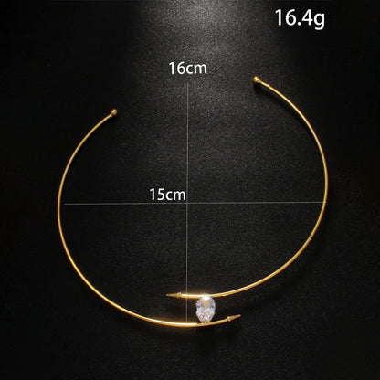 Water Droplets Alloy Choker With Rhinestones Pendant In Simple Style For Women, Available In Gold
