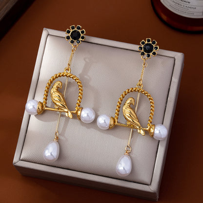 Animal For Women Alloy Earrings Featuring 925 Sterling Silver Ear Studs In Retro Style With Silver Finish