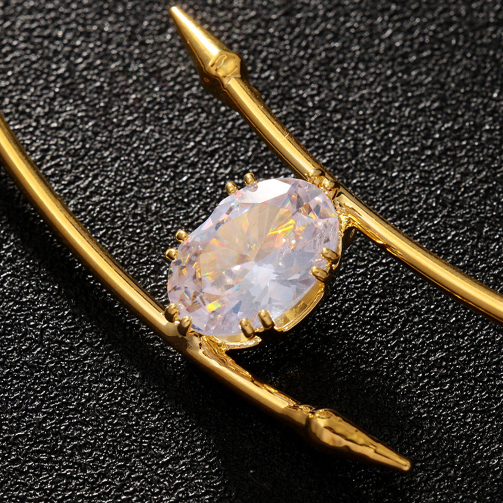 Water Droplets Alloy Choker With Rhinestones Pendant In Simple Style For Women, Available In Gold