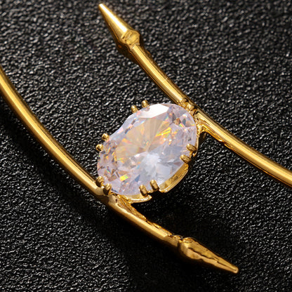 Water Droplets Alloy Choker With Rhinestones Pendant In Simple Style For Women, Available In Gold