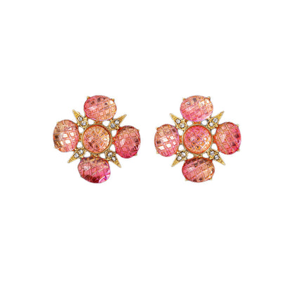 Lucky Heart Stud Earrings For Unisex Featuring Natural Pink Zinc Alloy Electroplated With 925 Sterling Silver Posts