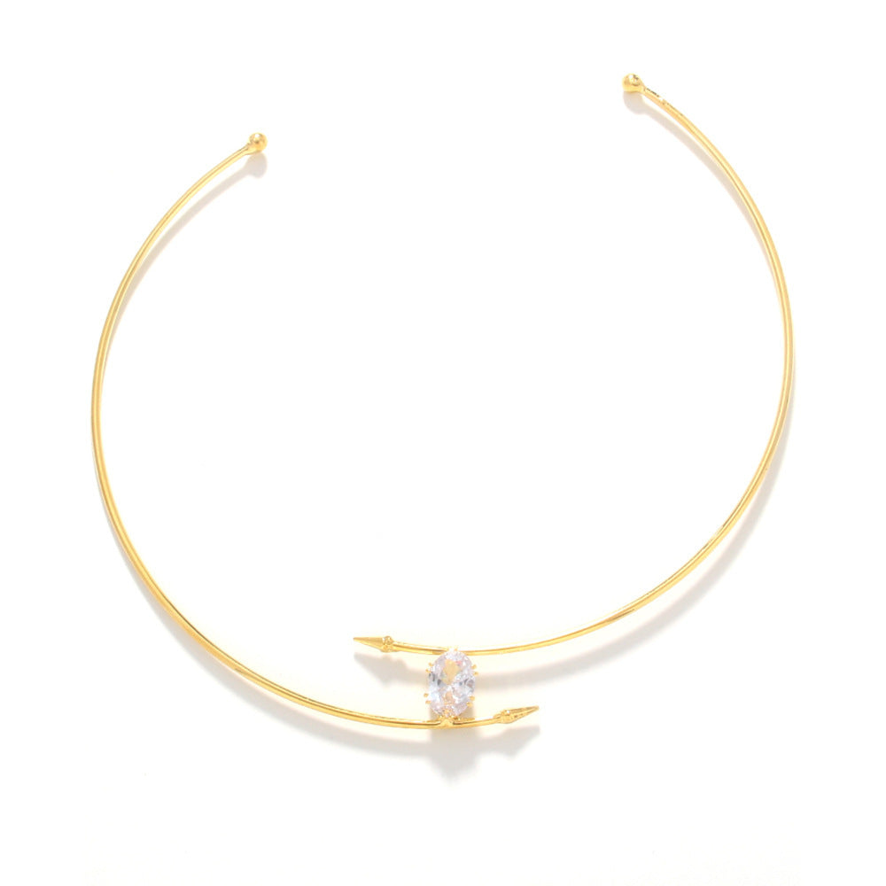 Water Droplets Alloy Choker With Rhinestones Pendant In Simple Style For Women, Available In Gold