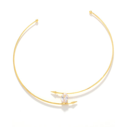 Water Droplets Alloy Choker With Rhinestones Pendant In Simple Style For Women, Available In Gold
