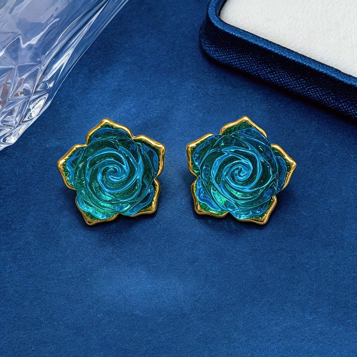 Rose Stud Earrings For Unisex, 1 Pair In Red Featuring Zinc Alloy With 925 Sterling Silver Ear Pins