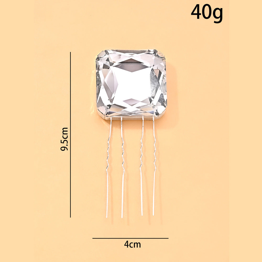 Geometric Bridal Insert Comb For Women With Rhinestones In Gold