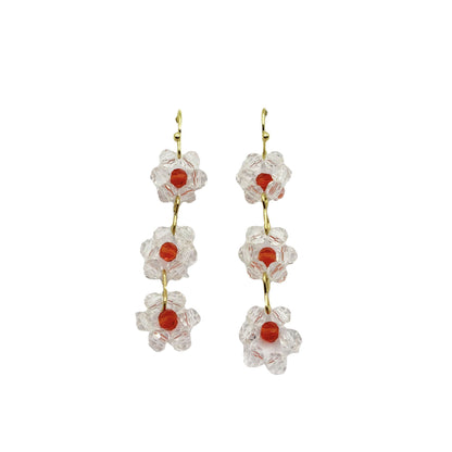 Sweet Flowers Ear Hook Earrings For Women With Glass And Crystal Inlay, Featuring 925 Sterling Silver Studs