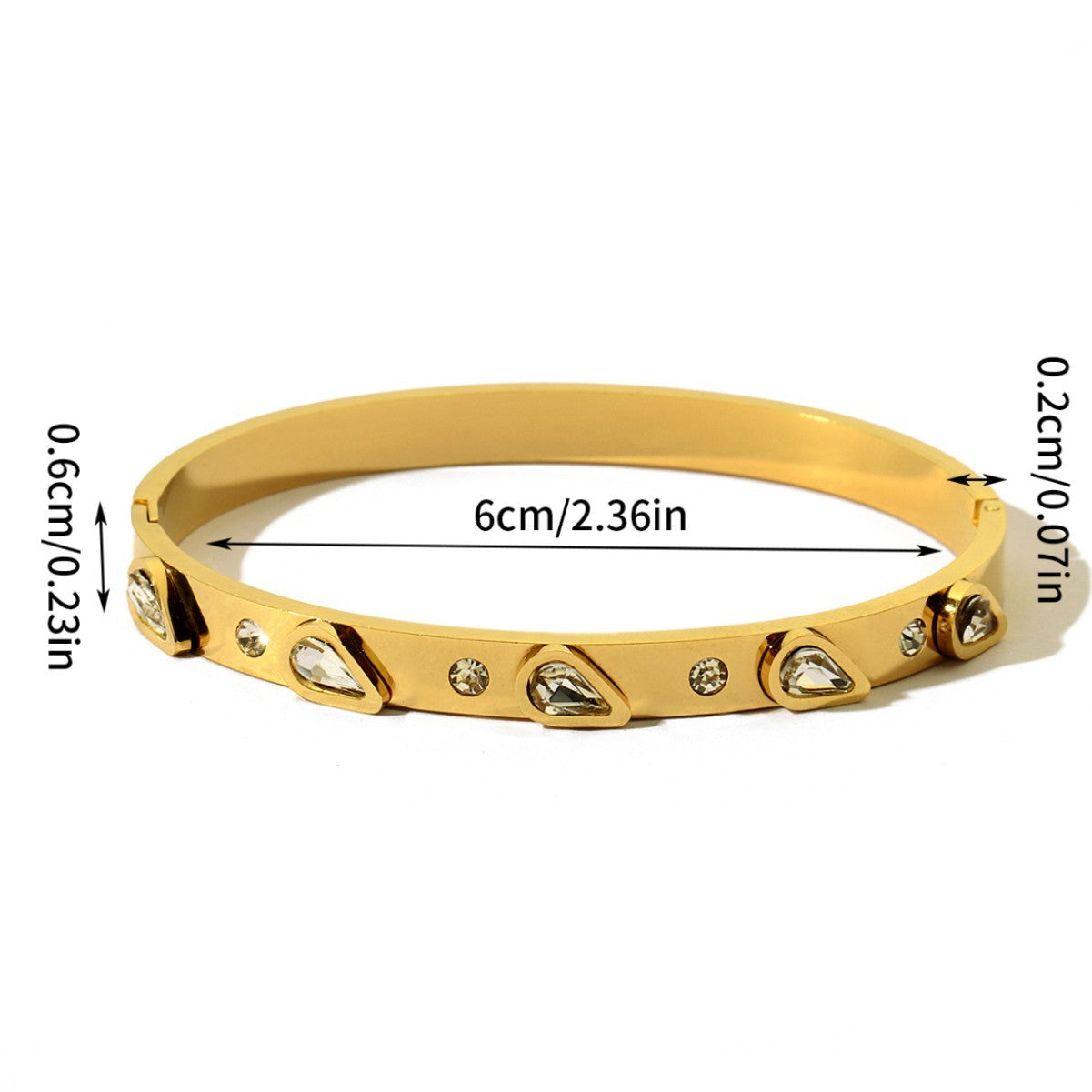 Water Droplets Bangle For Women In Simple Style, Waterproof Non Tarnish Titanium Steel With 18K Real Gold Electroplated