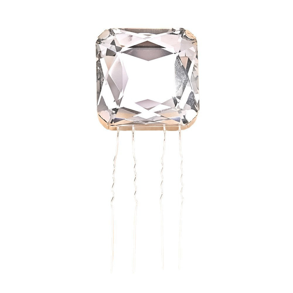 Geometric Bridal Insert Comb For Women With Rhinestones In Gold