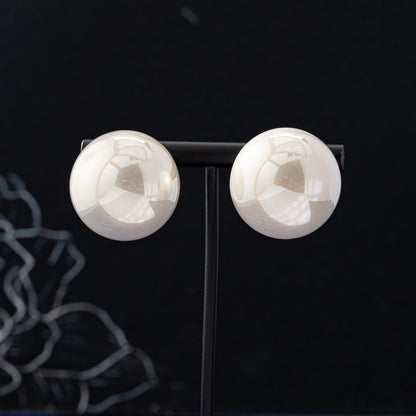 Sweet Natural Pink Stud Earrings With Artificial Pearl Inlay, Made Of Durable Zinc Alloy