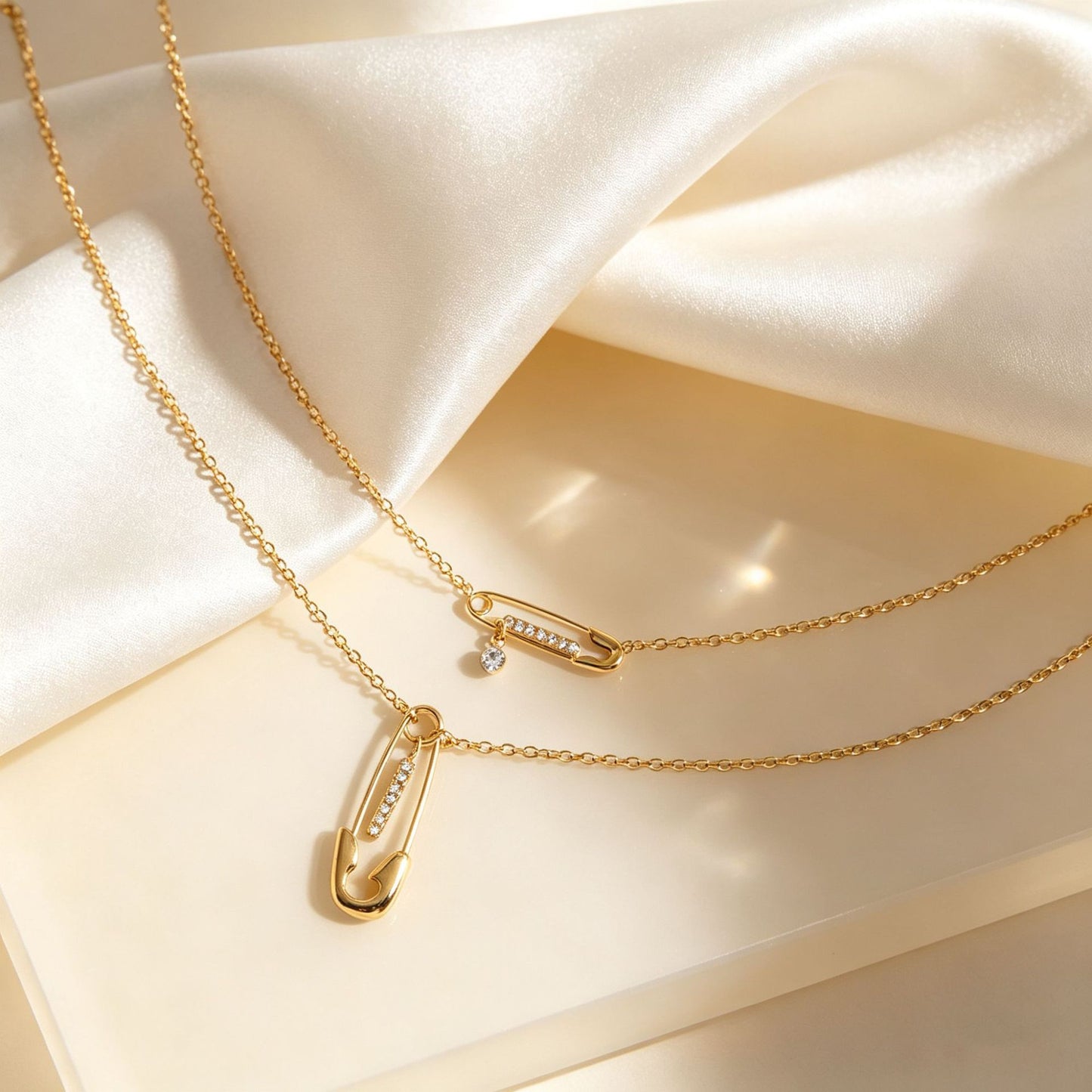 Double Layer Necklaces For Women With Titanium Steel Chain Featuring Rhinestones, Perfect For Daily Wear