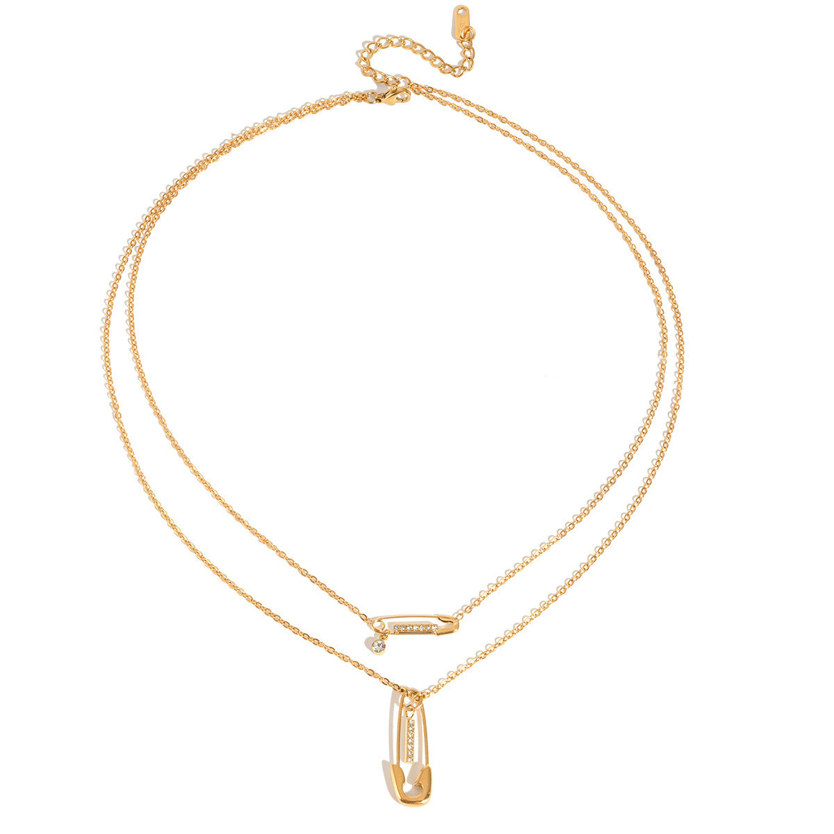 Double Layer Necklaces For Women With Titanium Steel Chain Featuring Rhinestones, Perfect For Daily Wear