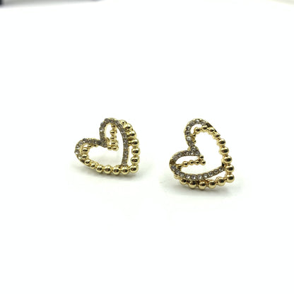 Sweet Heart Shape Stud Earrings For Women In Silver Alloy With Rhinestone Inlay