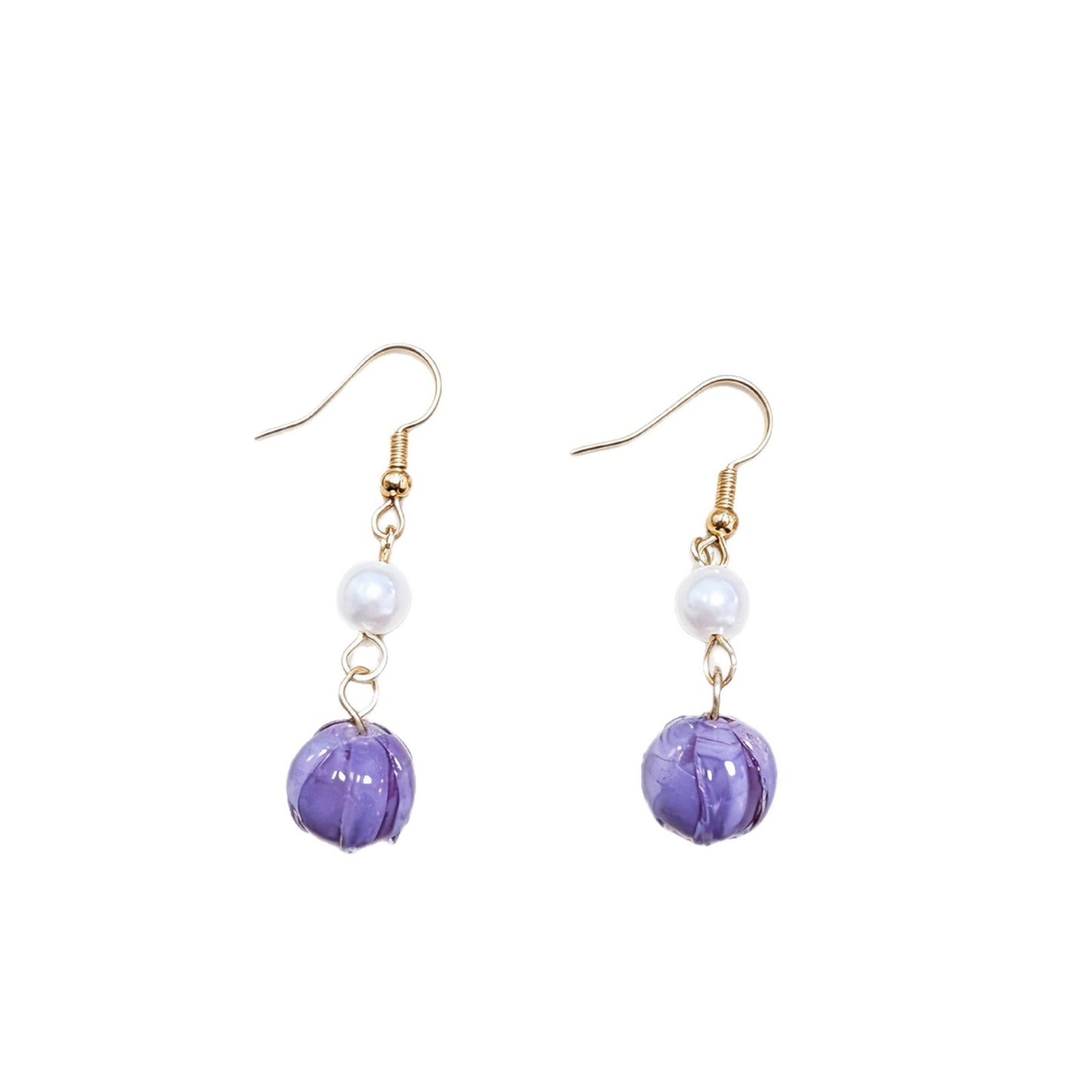 Sweet Purple Glass Flower Clip Earrings For Unisex Featuring Glass Inlay, Perfect Stud Earrings