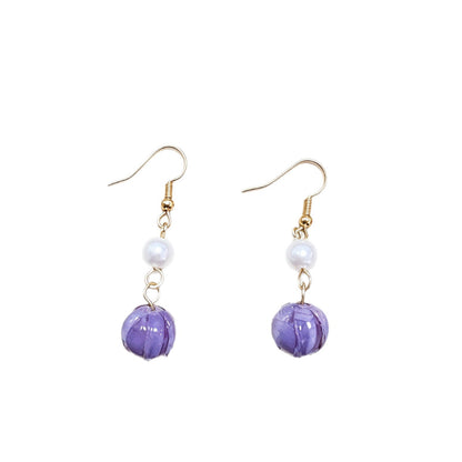Sweet Purple Glass Flower Clip Earrings For Unisex Featuring Glass Inlay, Perfect Stud Earrings