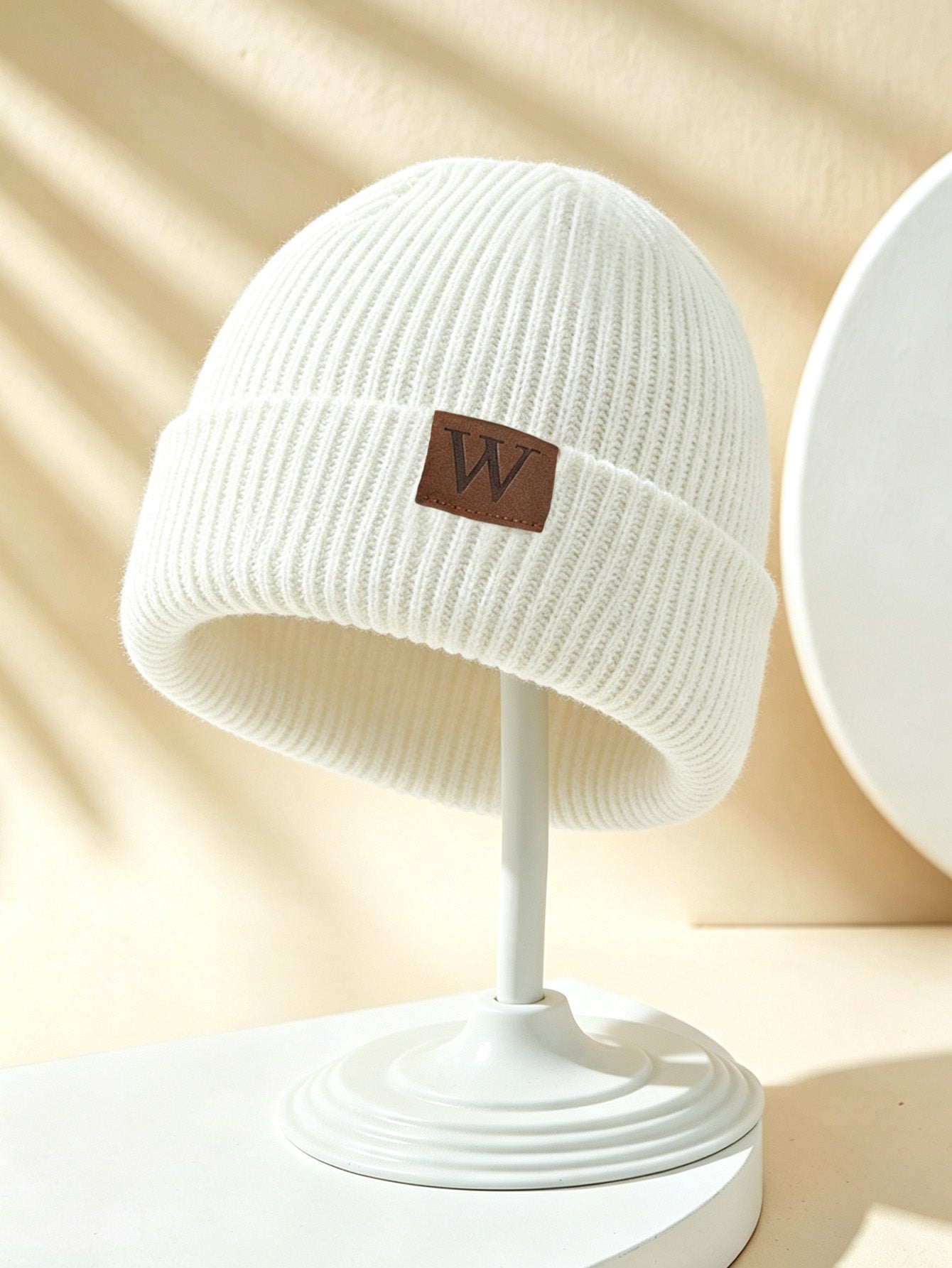 Warm Casual Girls' Wool Cap Brimless Hat Featuring Acrylic Material With Appliques Design