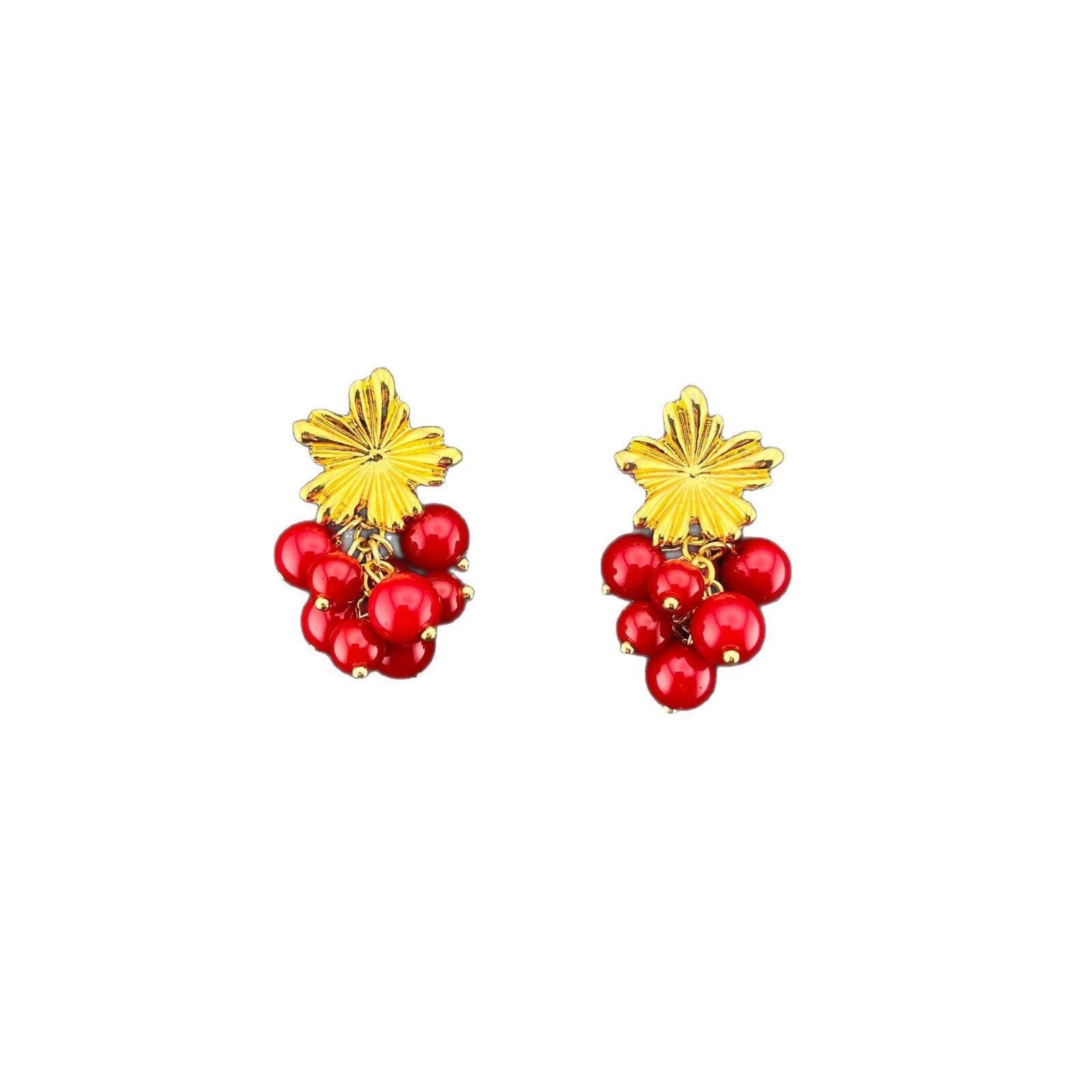 Retro Wine Red Leaf Drop Earrings For Women In Zinc Alloy, Available As Clip Earrings