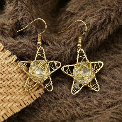 Pentagram Stud Earrings For Unisex Featuring Copper Ear Pins In Retro Style Metal Design