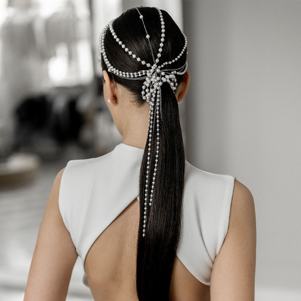 Pearl Jewelry Headband For Women In Silver, Made With Imitation Pearl, Perfect For Summer Commute