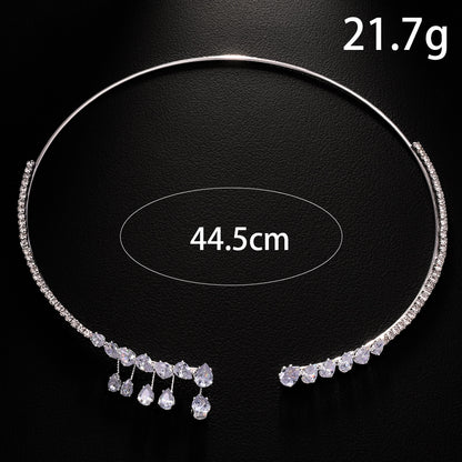 Water Droplets Choker For Women Featuring Alloy Chain With Zircon Rhinestone Pendant