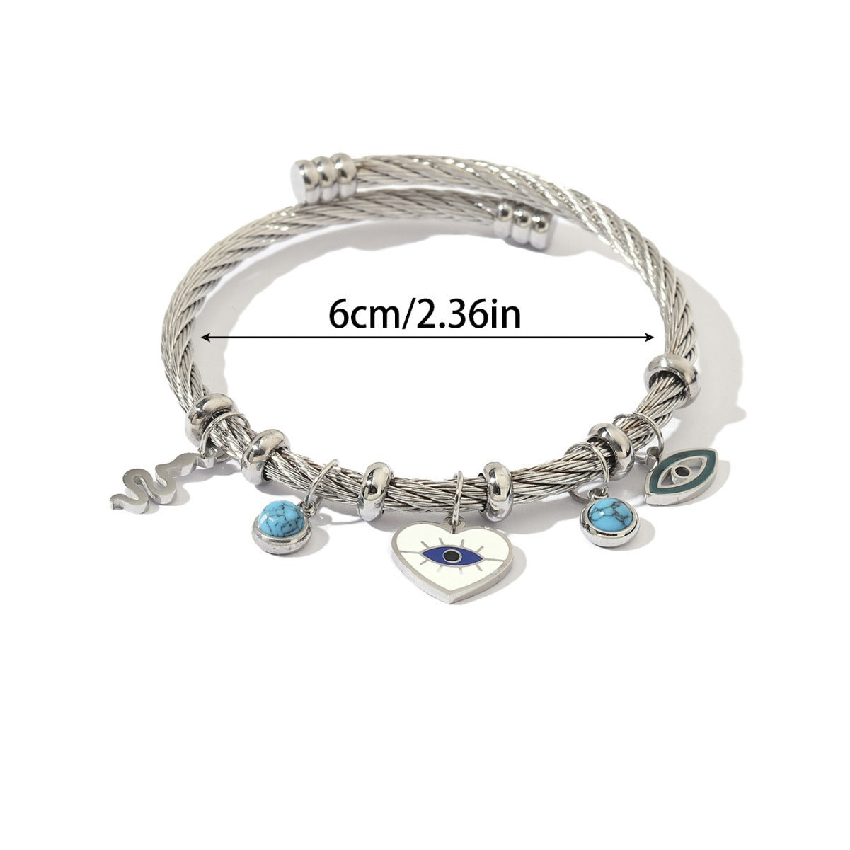 Devil's Eye Luxurious Enamel Bangle For Women In Gold Titanium Steel