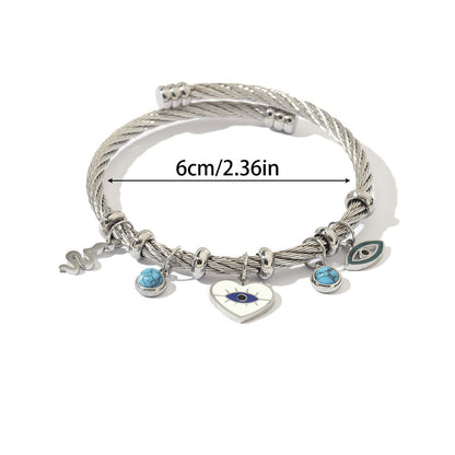 Devil's Eye Luxurious Enamel Bangle For Women In Gold Titanium Steel
