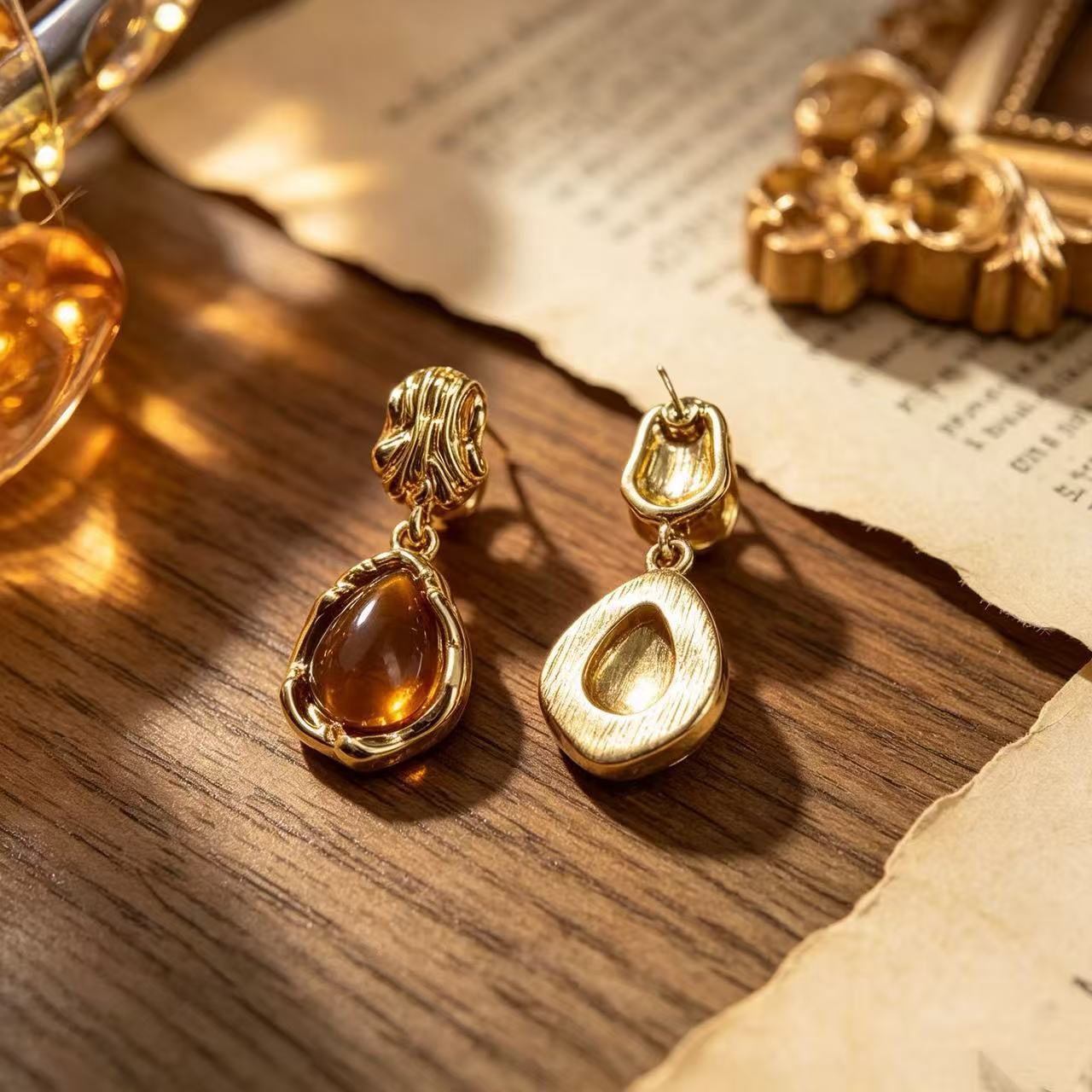 Retro Style Tiger Eye Stud Earrings For Women With 925 Sterling Silver Folds
