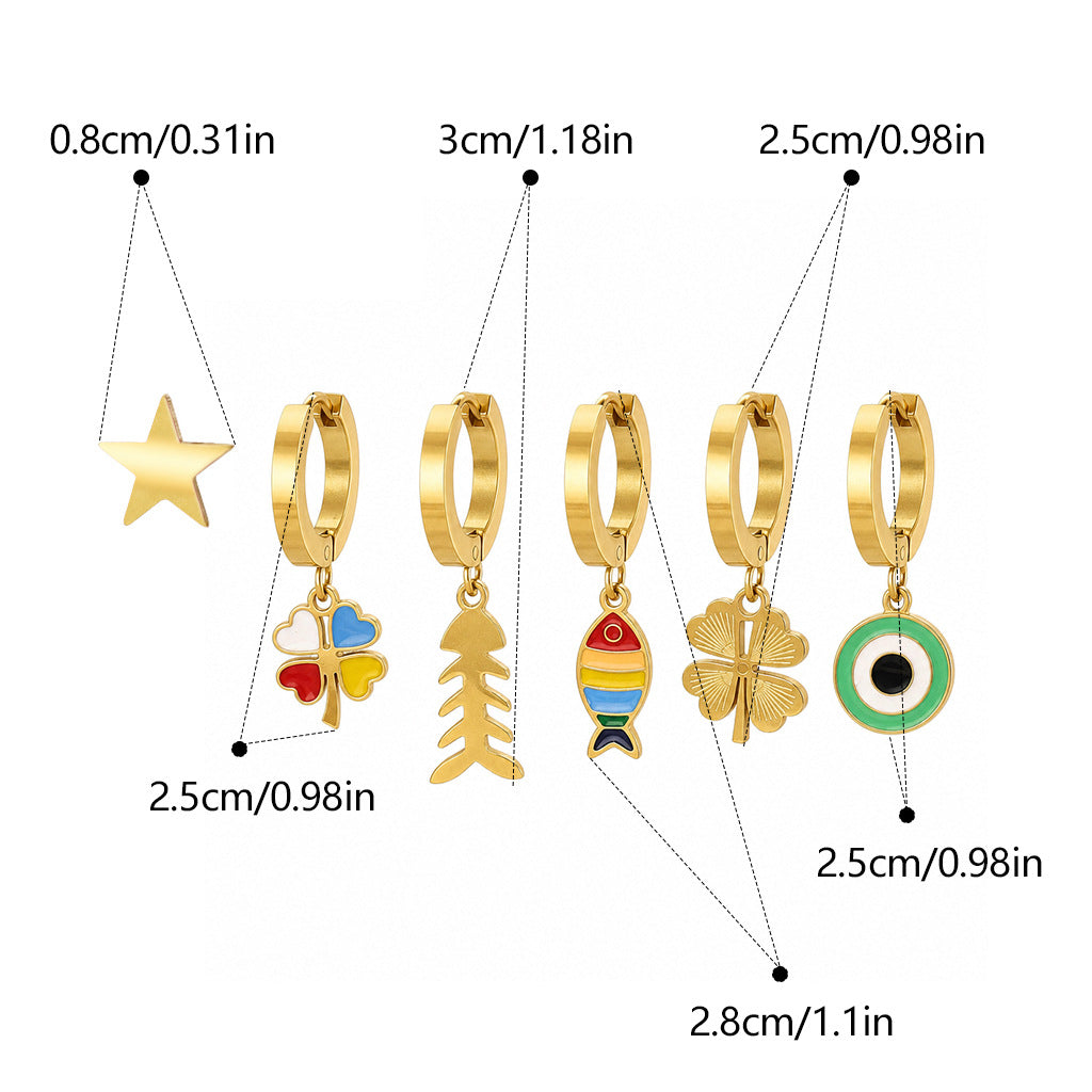 Retro Gold Rainbow Earrings For Women With 304 Stainless Steel Ear Pins