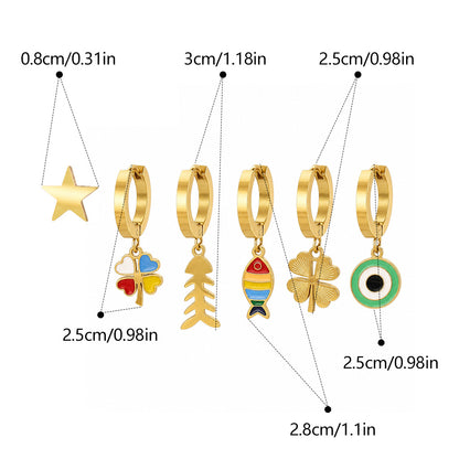 Retro Gold Rainbow Earrings For Women With 304 Stainless Steel Ear Pins