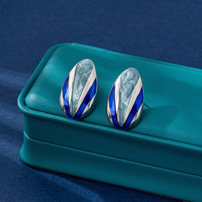 Color Block Stud Earrings For Unisex Featuring Enamel Craft In Colour With Zinc Alloy And 925 Sterling Silver Ear Pins