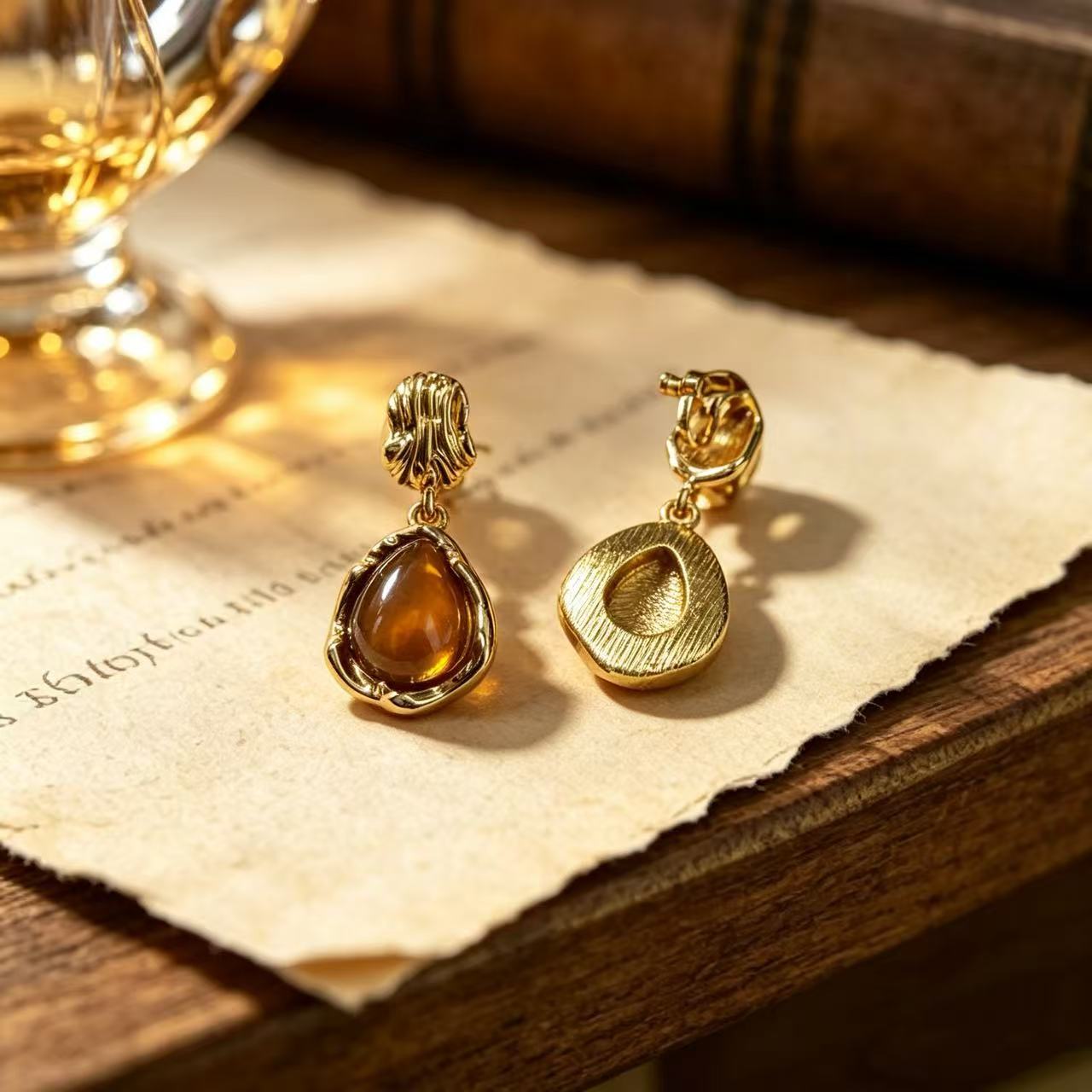 Retro Style Tiger Eye Stud Earrings For Women With 925 Sterling Silver Folds