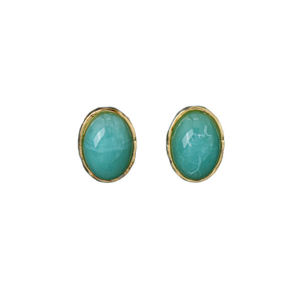 Oval Stud Earrings For Unisex Featuring Zinc Alloy With 925 Sterling Silver Ear Pins In Retro Style