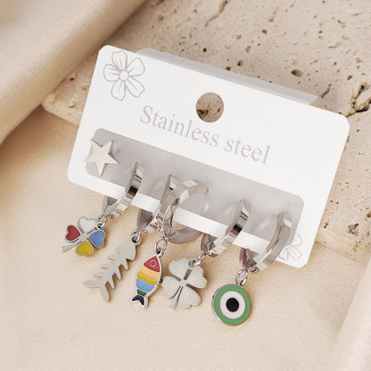 Retro Gold Rainbow Earrings For Women With 304 Stainless Steel Ear Pins