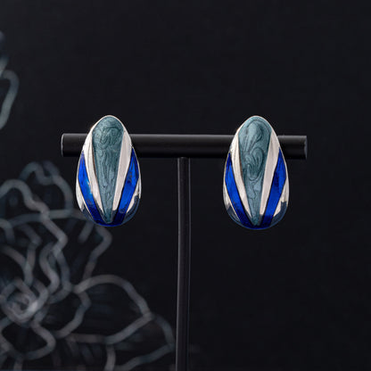 Color Block Stud Earrings For Unisex Featuring Enamel Craft In Colour With Zinc Alloy And 925 Sterling Silver Ear Pins