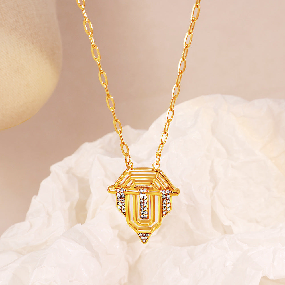 Waterproof Non Tarnish Gold Cross Necklace For Women In Titanium Steel With Cable Chain