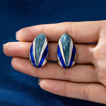 Color Block Stud Earrings For Unisex Featuring Enamel Craft In Colour With Zinc Alloy And 925 Sterling Silver Ear Pins